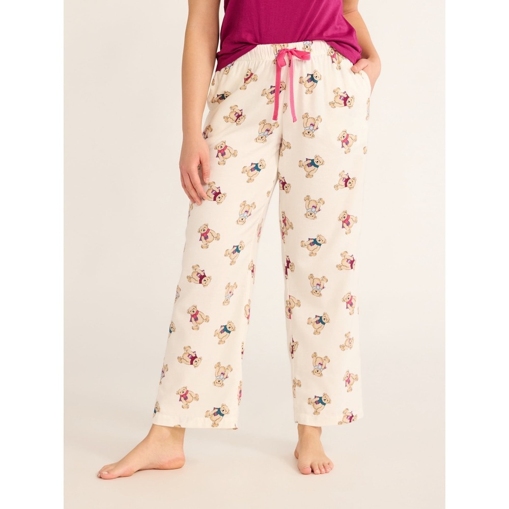 Joyspun Womens Sleep Pants Winter White Size XS Flannel 30 Inseam Straight Leg